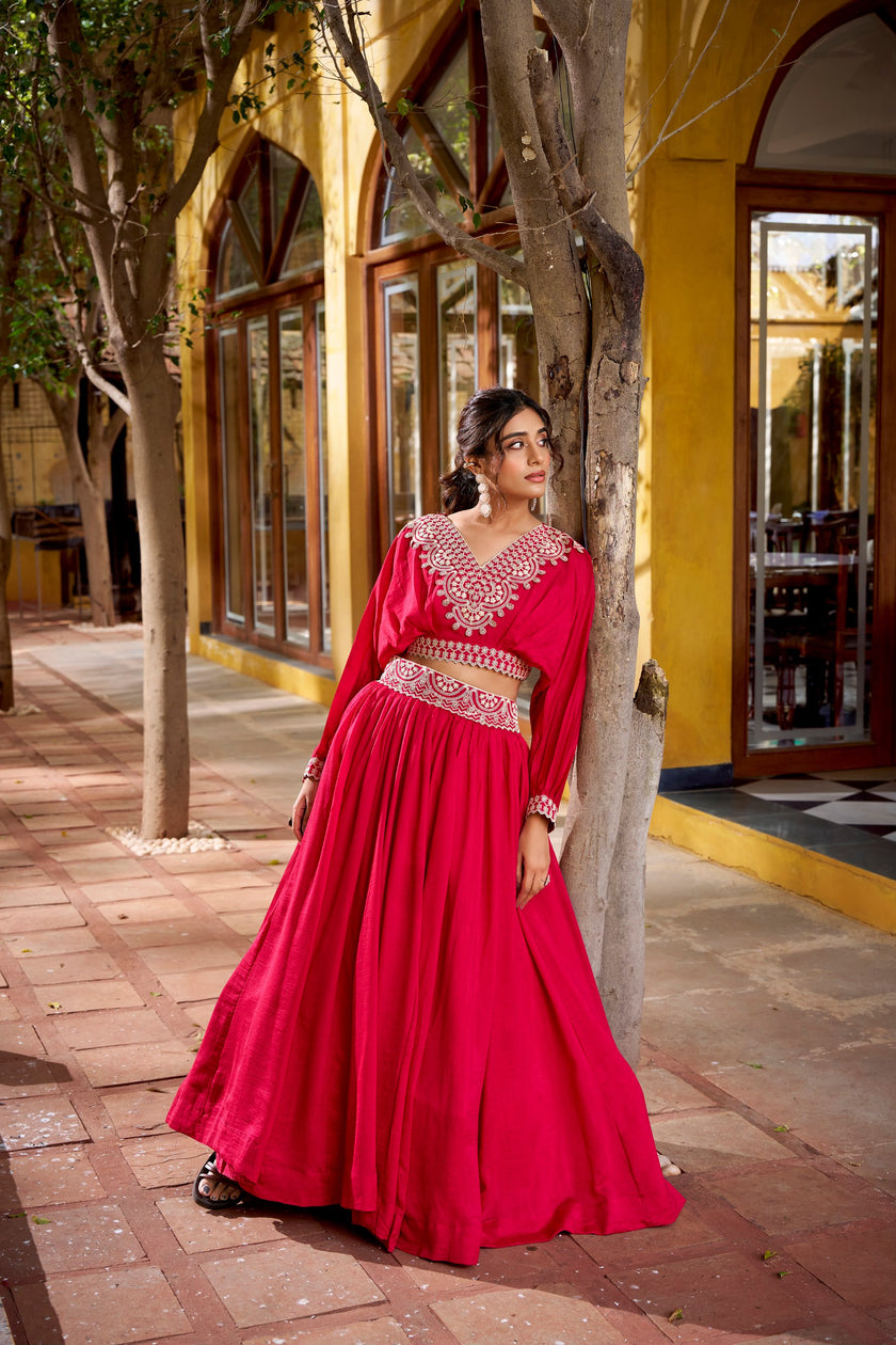 Stylish Crop Top Lehenga Set for Festive Look.