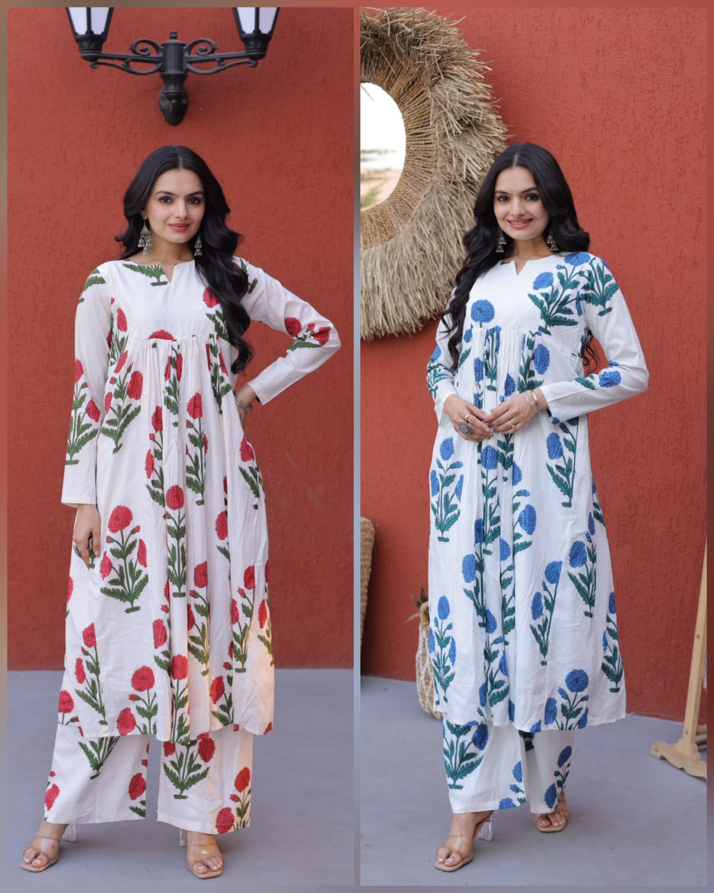 Graceful Floral Kurta Pant Set.