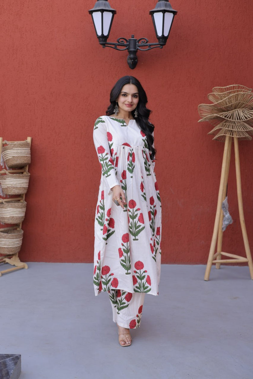 Graceful Floral Kurta Pant Set.