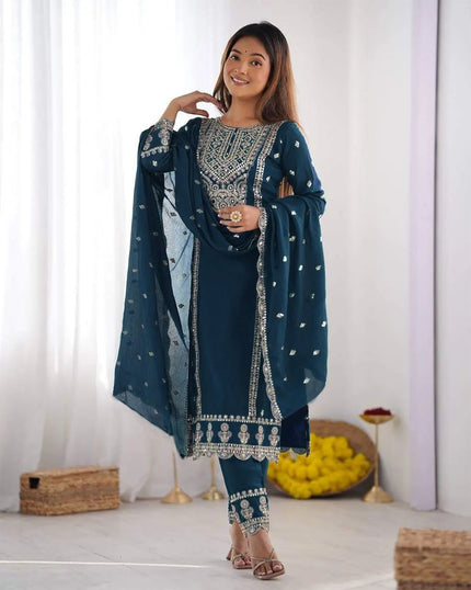 Luxury Embroidery Work Navy Blue Kurta Set Collection.