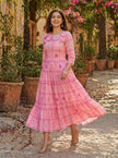 Pastel Floral Checked Maxi Dress.