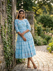 Pastel Floral Checked Maxi Dress.