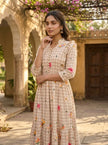 Elegant Floral Checked Midi Dress.