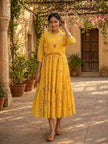 Elegant Floral Checked Midi Dress.