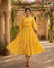 Elegant Floral Checked Midi Dress.