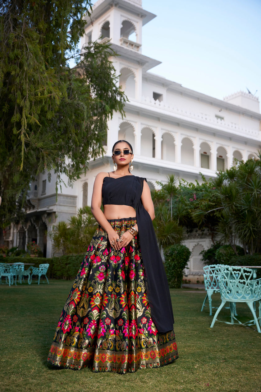 Royal Banarasi Printed Lehenga with Stylish Blouse.