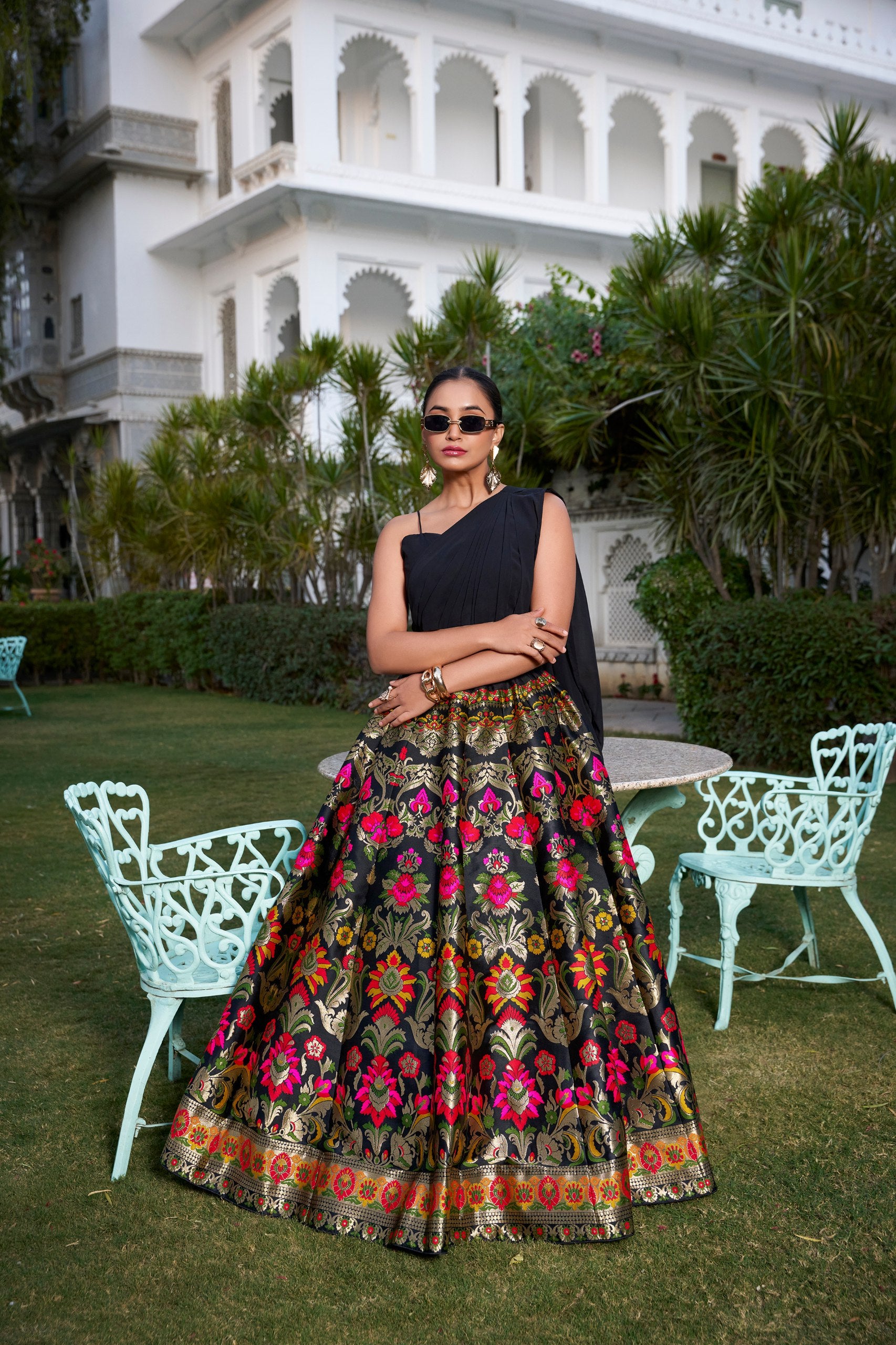Royal Banarasi Printed Lehenga with Stylish Blouse.