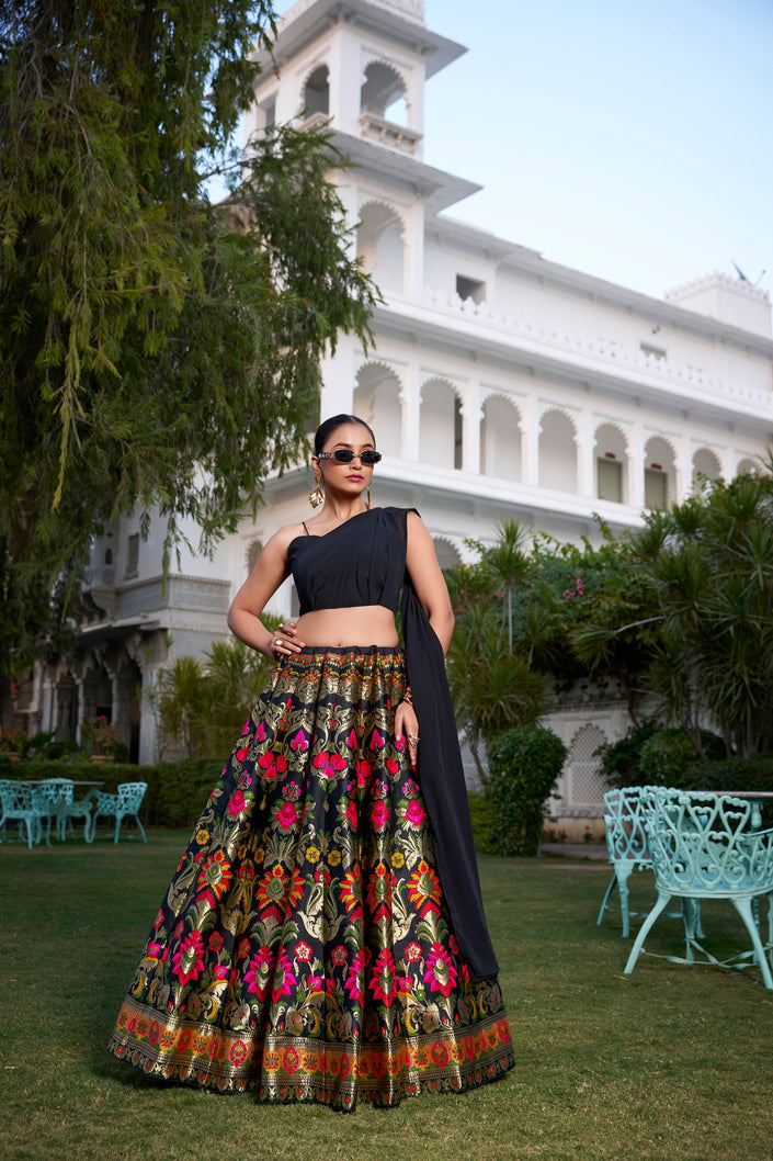 Royal Banarasi Printed Lehenga with Stylish Blouse.