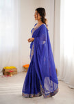 Elegant Purple Leheriya Saree with Rich Embroidered Border.