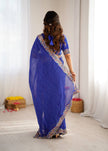 Elegant Purple Leheriya Saree with Rich Embroidered Border.