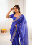 Elegant Purple Leheriya Saree with Rich Embroidered Border.