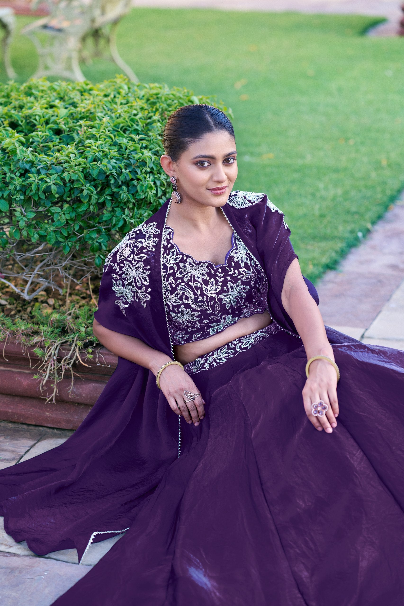 Royal Purple Designer Lehenga Choli with Elegant Embroidery.