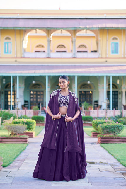 Royal Purple Designer Lehenga Choli with Elegant Embroidery.