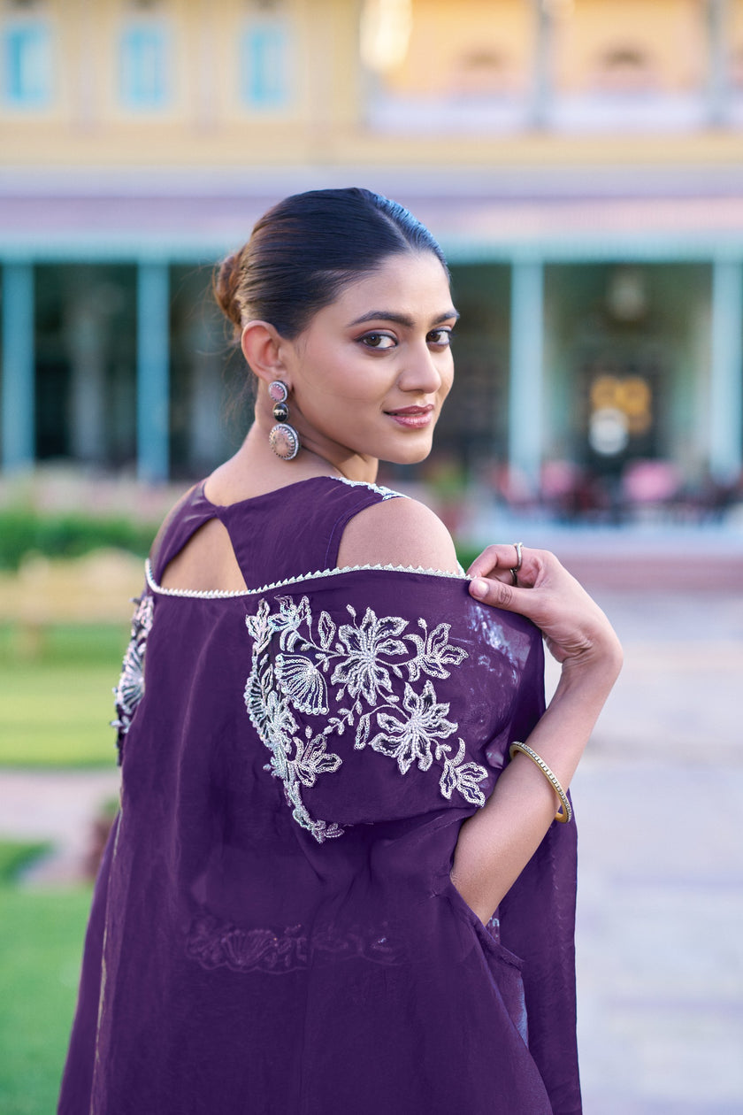Royal Purple Designer Lehenga Choli with Elegant Embroidery.