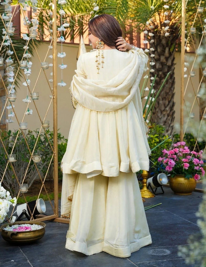 Festive Wear Mirror Work Kurta Palazzo Set.