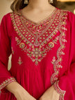 Premium Rani Pink Embroidered Ethnic Wear with Designer Dupatta.