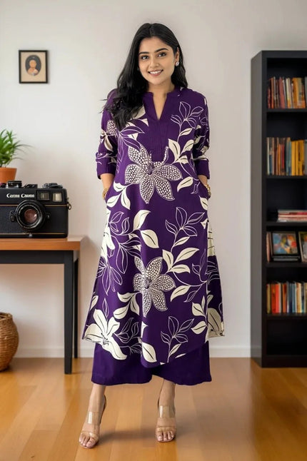 Stylish Printed Kurta with Palazzo Pants.
