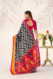 Women’s Ikat Inspired Printed Saree with Designer Pallu.