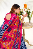Women’s Ikat Inspired Printed Saree with Designer Pallu.