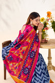 Women’s Ikat Inspired Printed Saree with Designer Pallu.