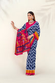 Women’s Ikat Inspired Printed Saree with Designer Pallu.