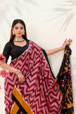 Women’s Ikat Inspired Printed Saree with Designer Pallu.