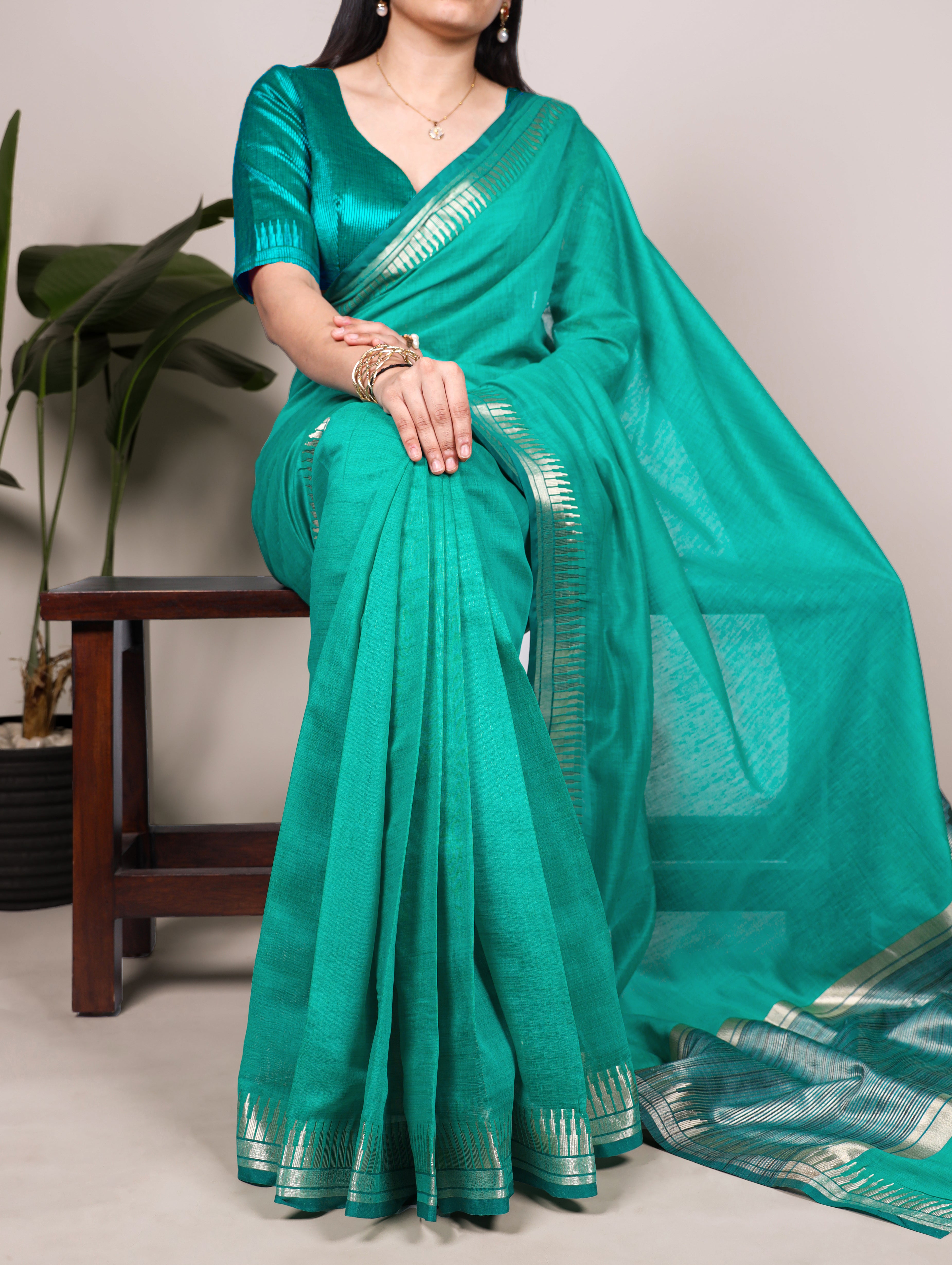 Elegant Cotton Silk Saree with Classic Woven Border.