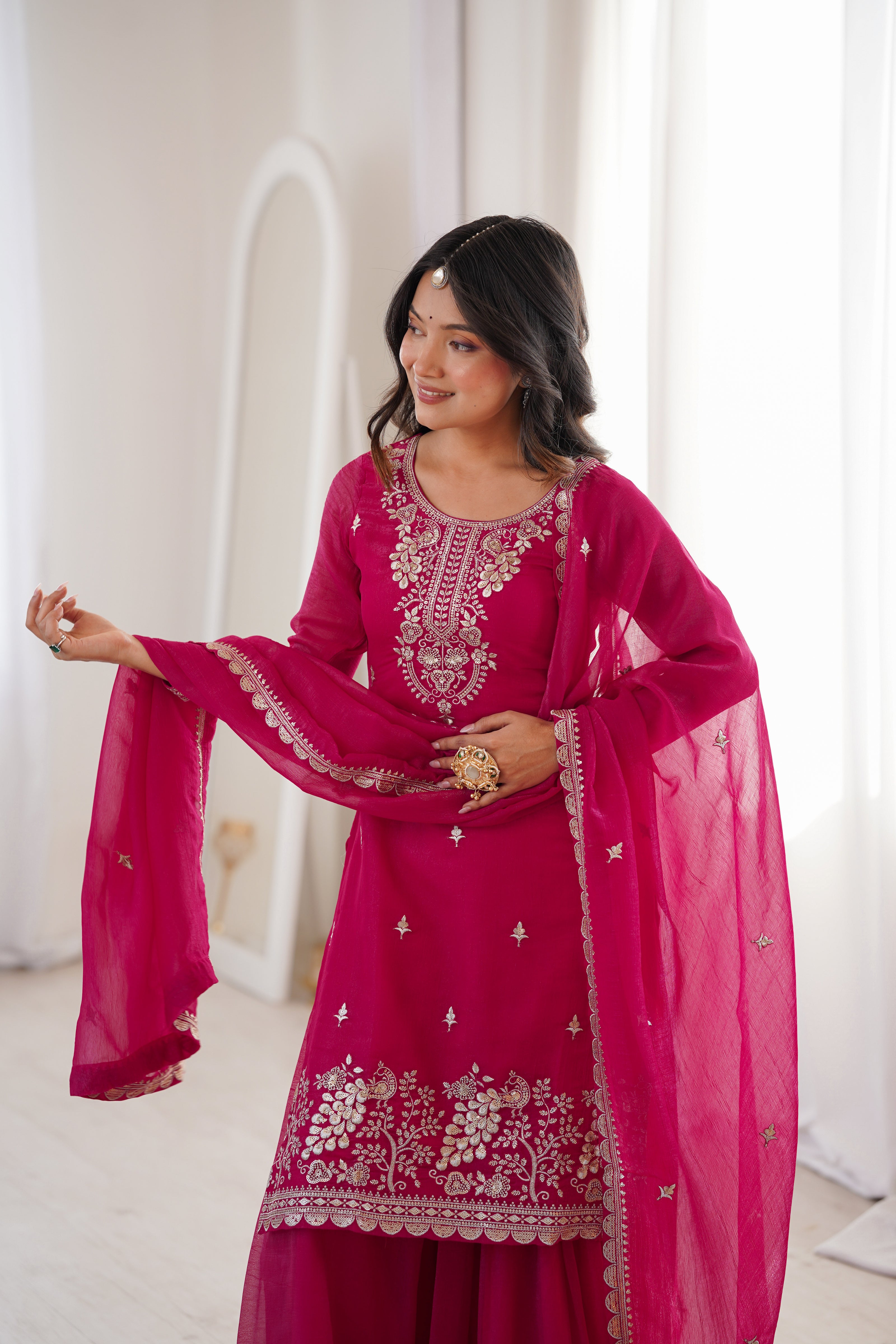 Women’s Festive Wear Embroidered Ethnic Suit Set for Wedding & Party.