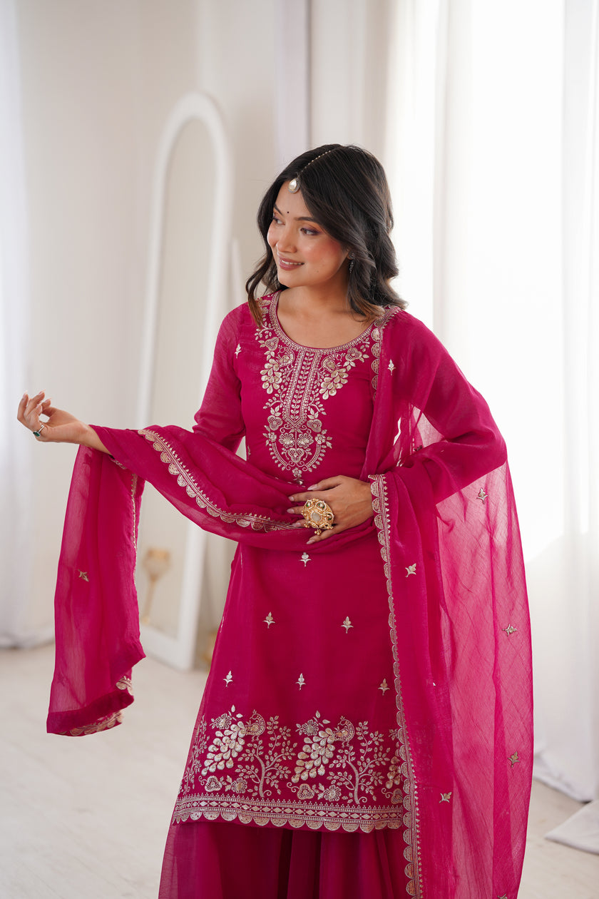 Women’s Festive Wear Embroidered Ethnic Suit Set for Wedding & Party.