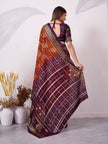 Elegant Printed Saree with Contrast Magenta Pallu