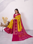 Elegant Printed Saree with Contrast Magenta Pallu