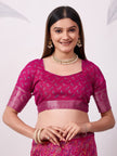 Elegant Printed Saree with Traditional Woven Border.