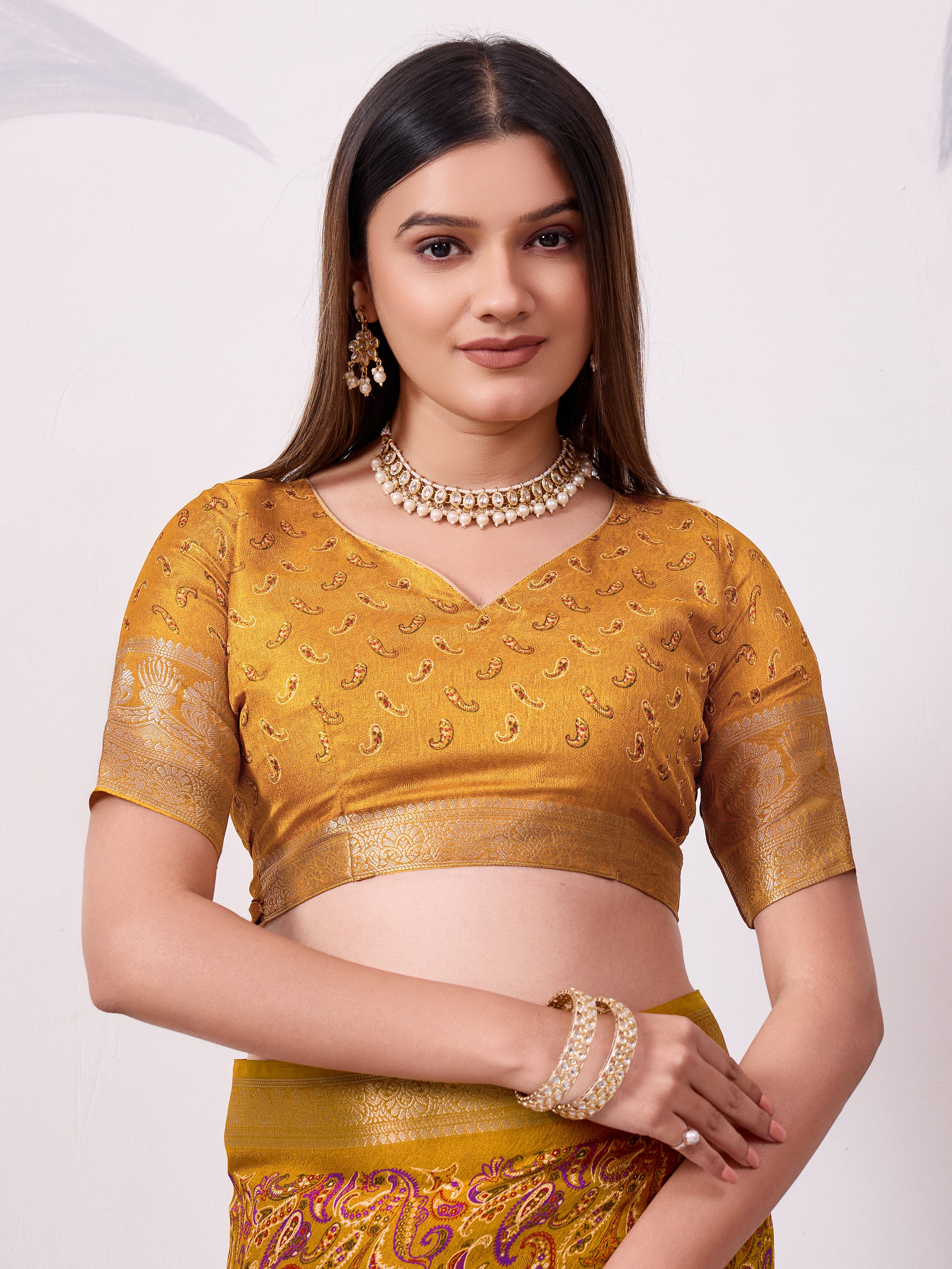 Elegant Printed Saree with Traditional Woven Border.