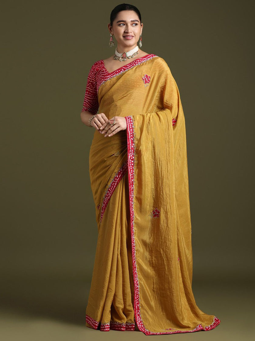 Classic Indian Bandhani Print Saree with Designer Blouse.