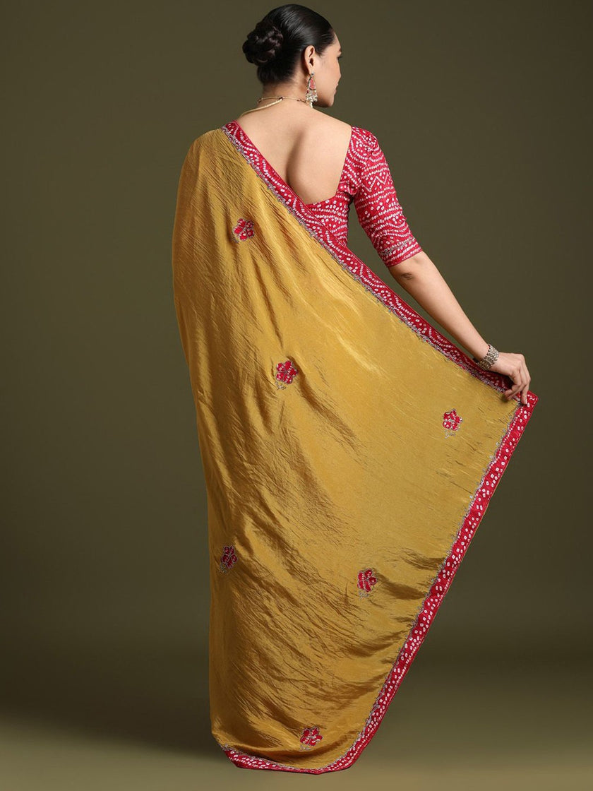 Classic Indian Bandhani Print Saree with Designer Blouse.