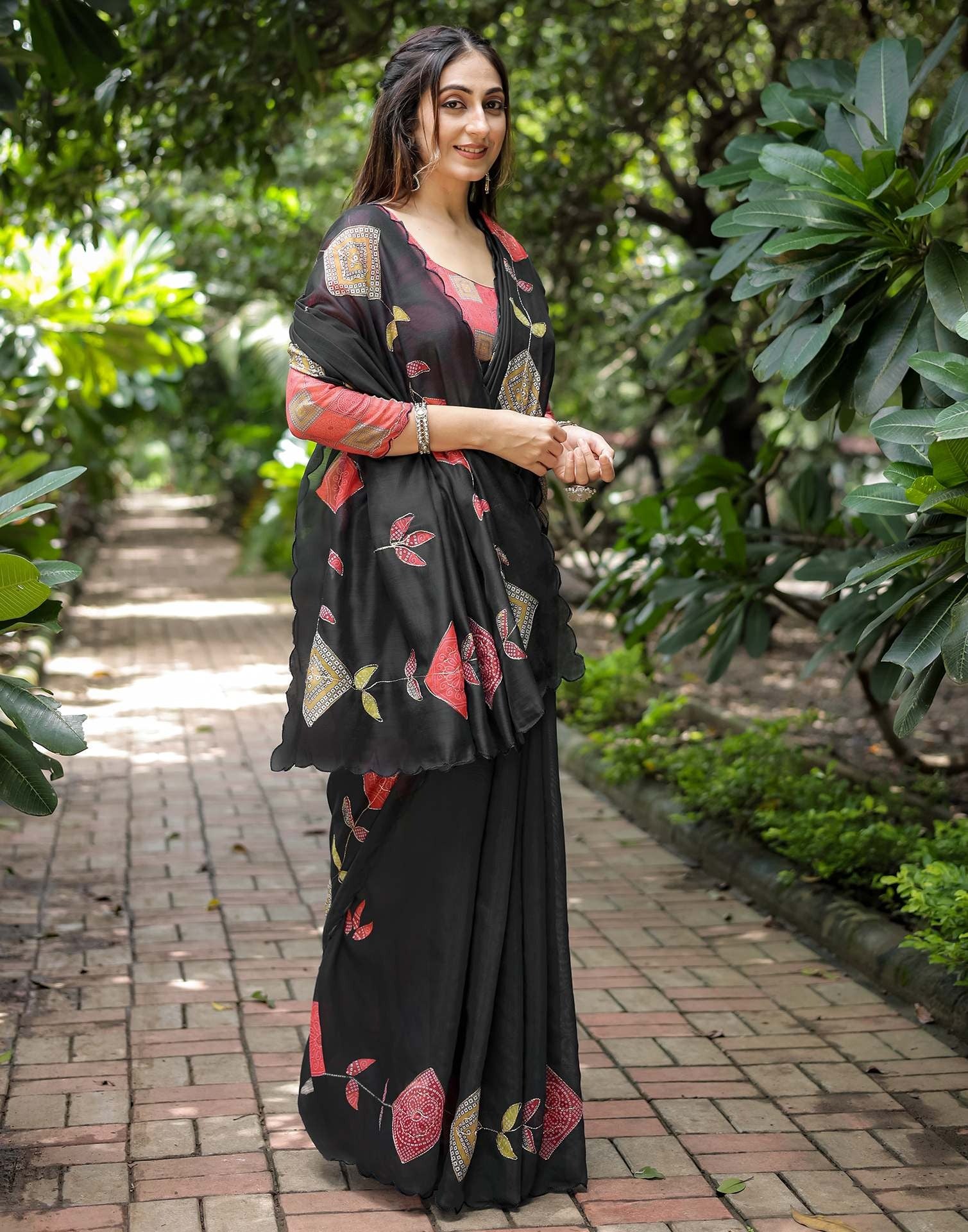 Designer Chiffon Saree with All-Over Print.