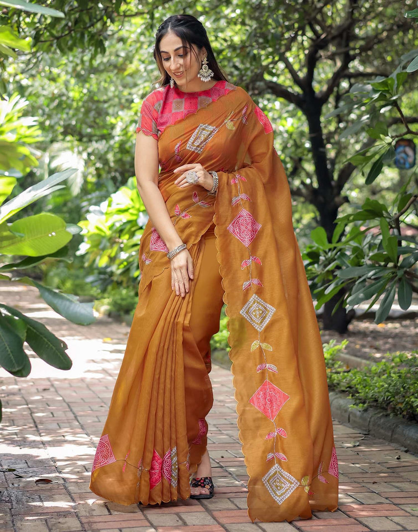 Designer Chiffon Saree with All-Over Print.