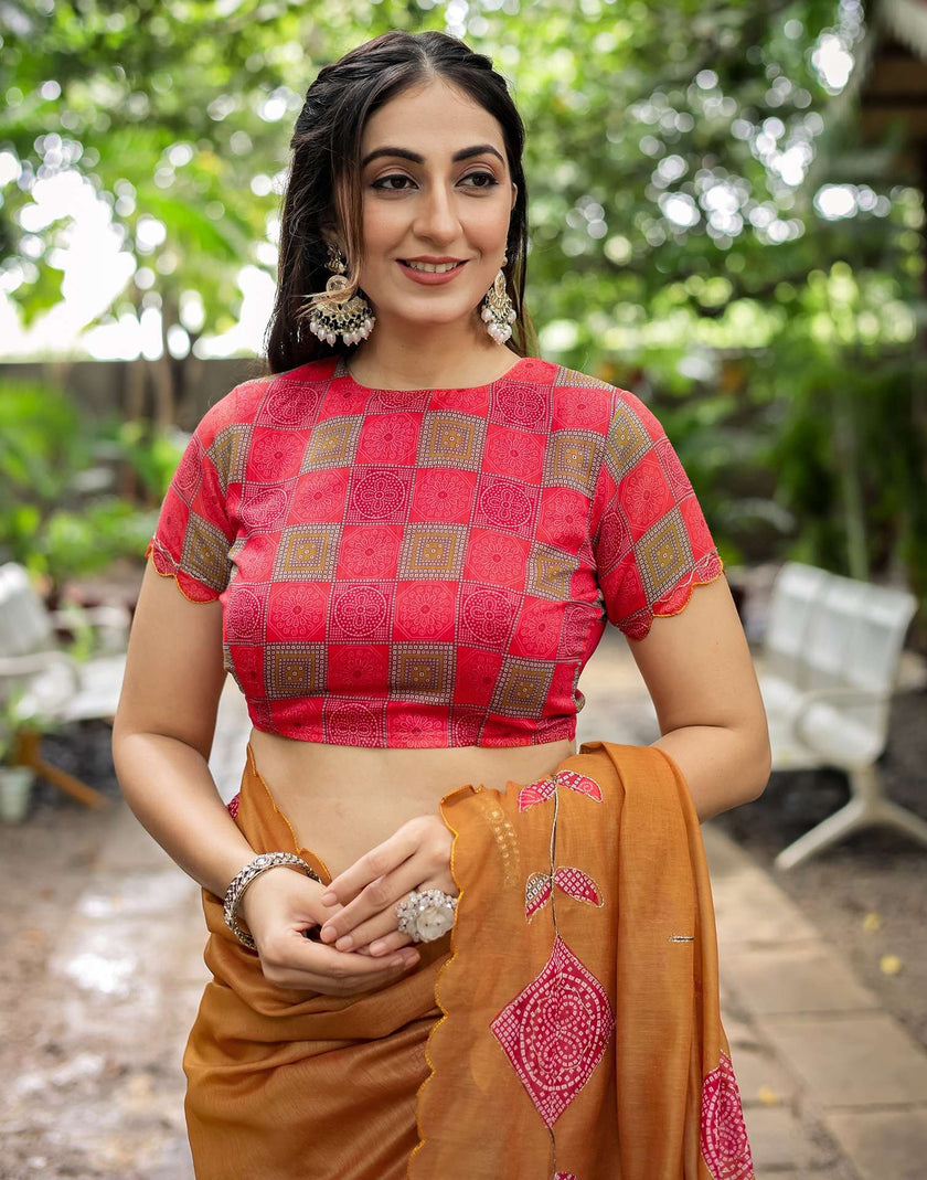 Designer Chiffon Saree with All-Over Print.
