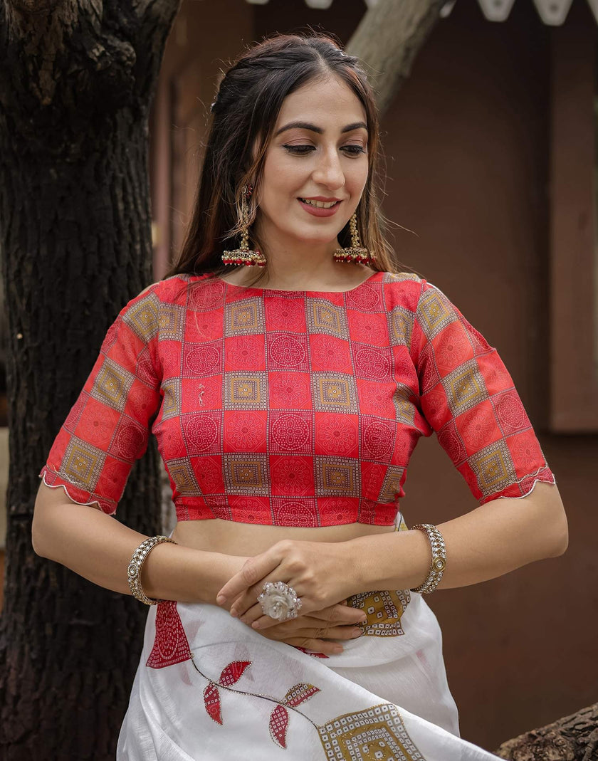 Designer Chiffon Saree with All-Over Print.