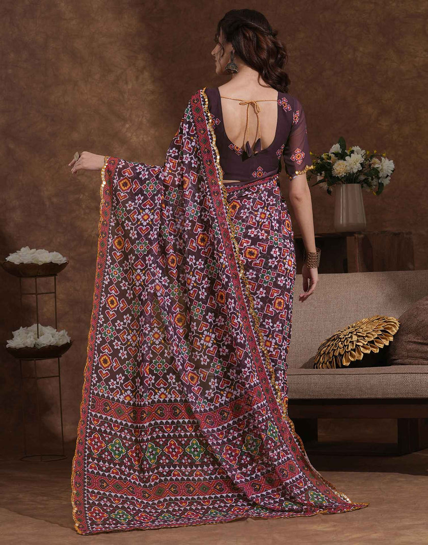 Traditional Printed Saree with Elegant Border for Daily & Festive Wear.