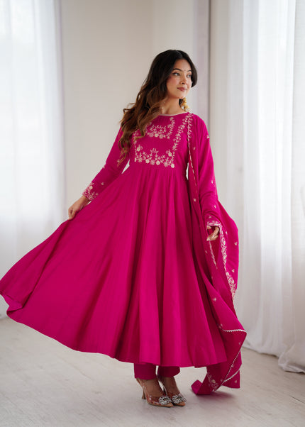 Stylish Embroidered Anarkali Dress with Matching Dupatta.