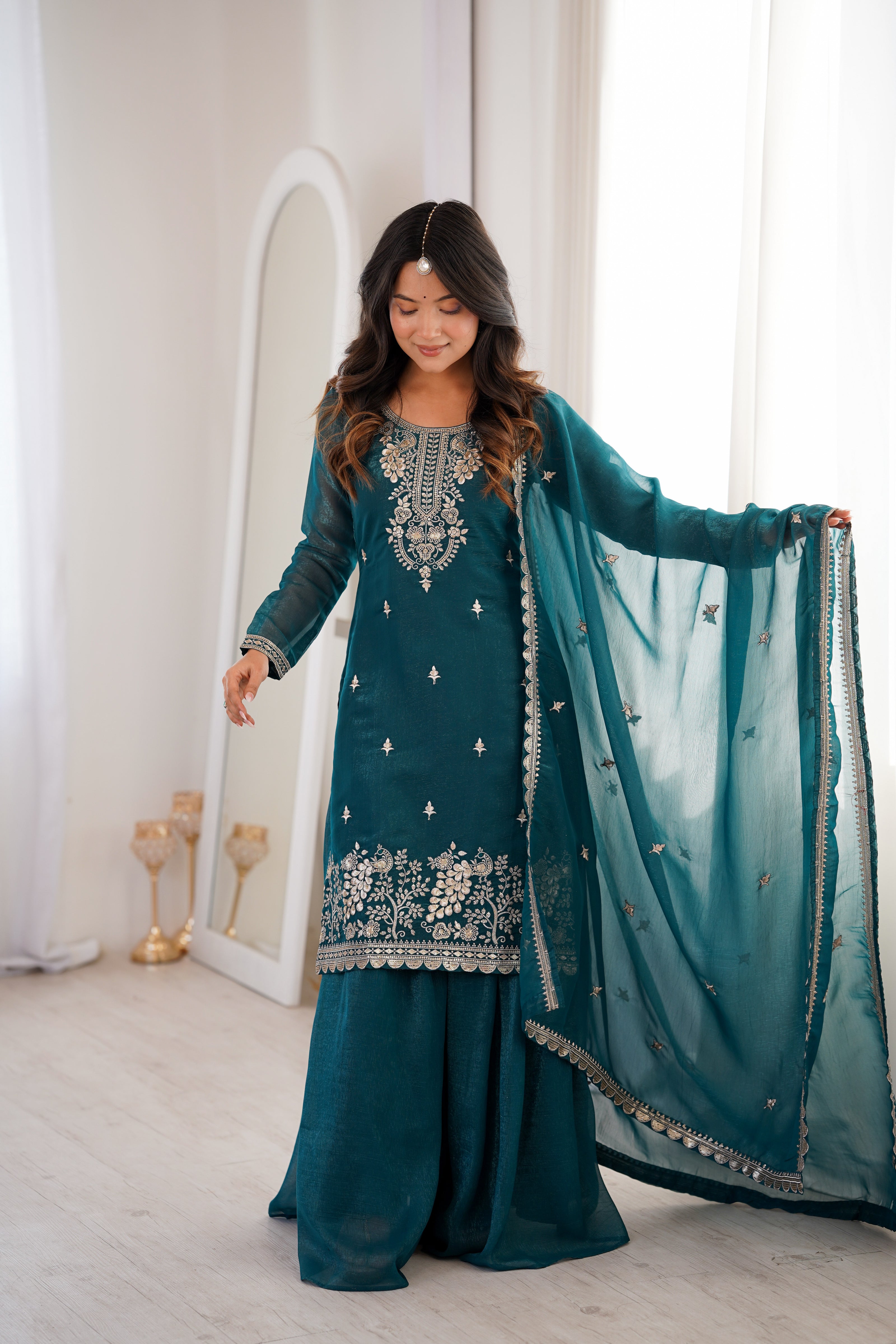 Women’s Festive Wear Embroidered Ethnic Suit Set for Wedding & Party.