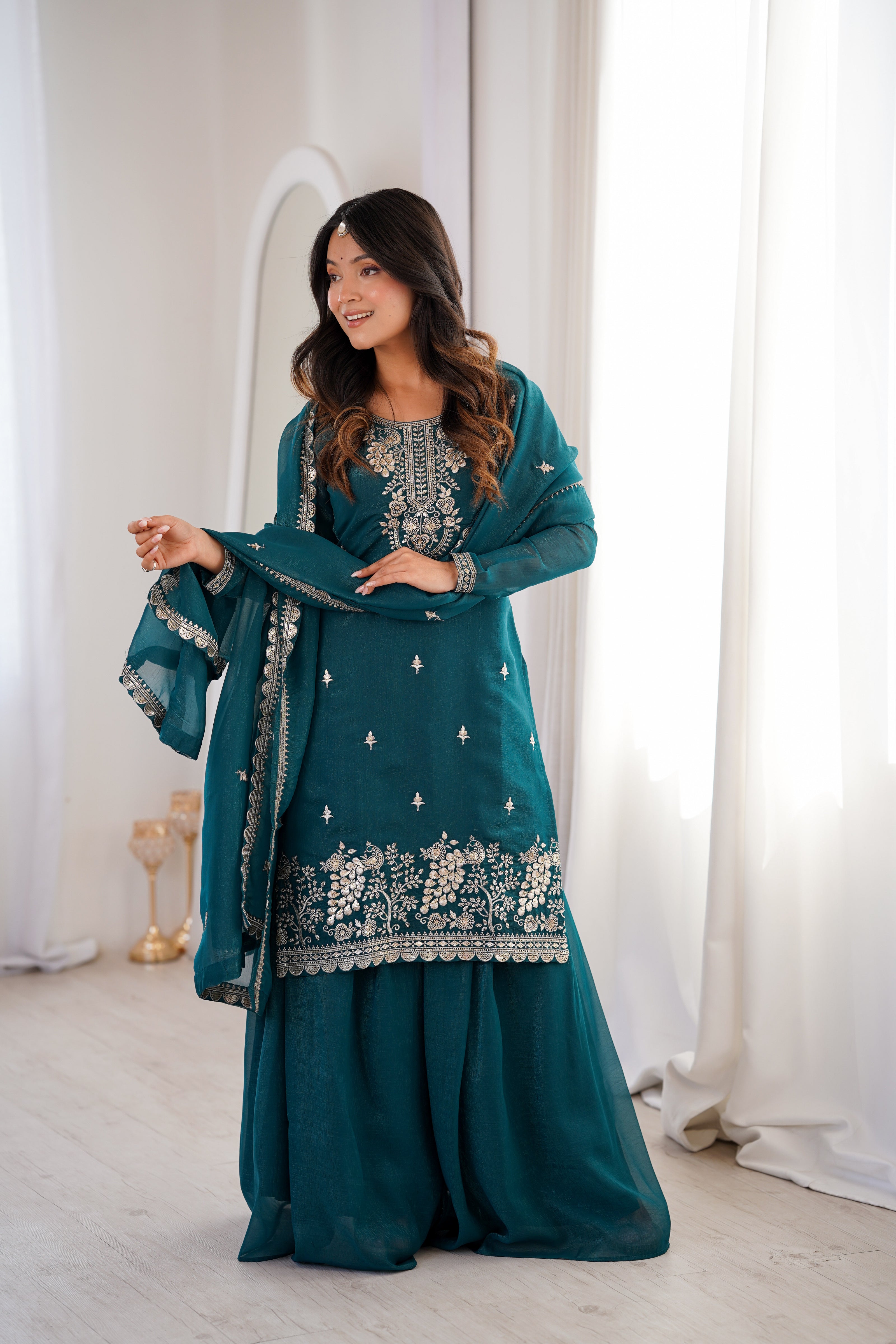 Women’s Festive Wear Embroidered Ethnic Suit Set for Wedding & Party.