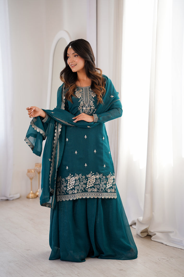 Women’s Festive Wear Embroidered Ethnic Suit Set for Wedding & Party.