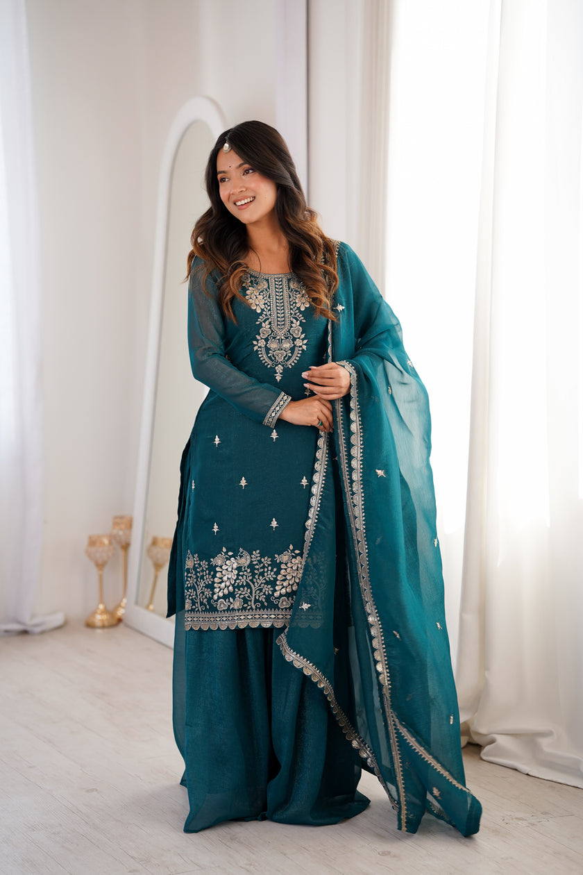 Women’s Festive Wear Embroidered Ethnic Suit Set for Wedding & Party.