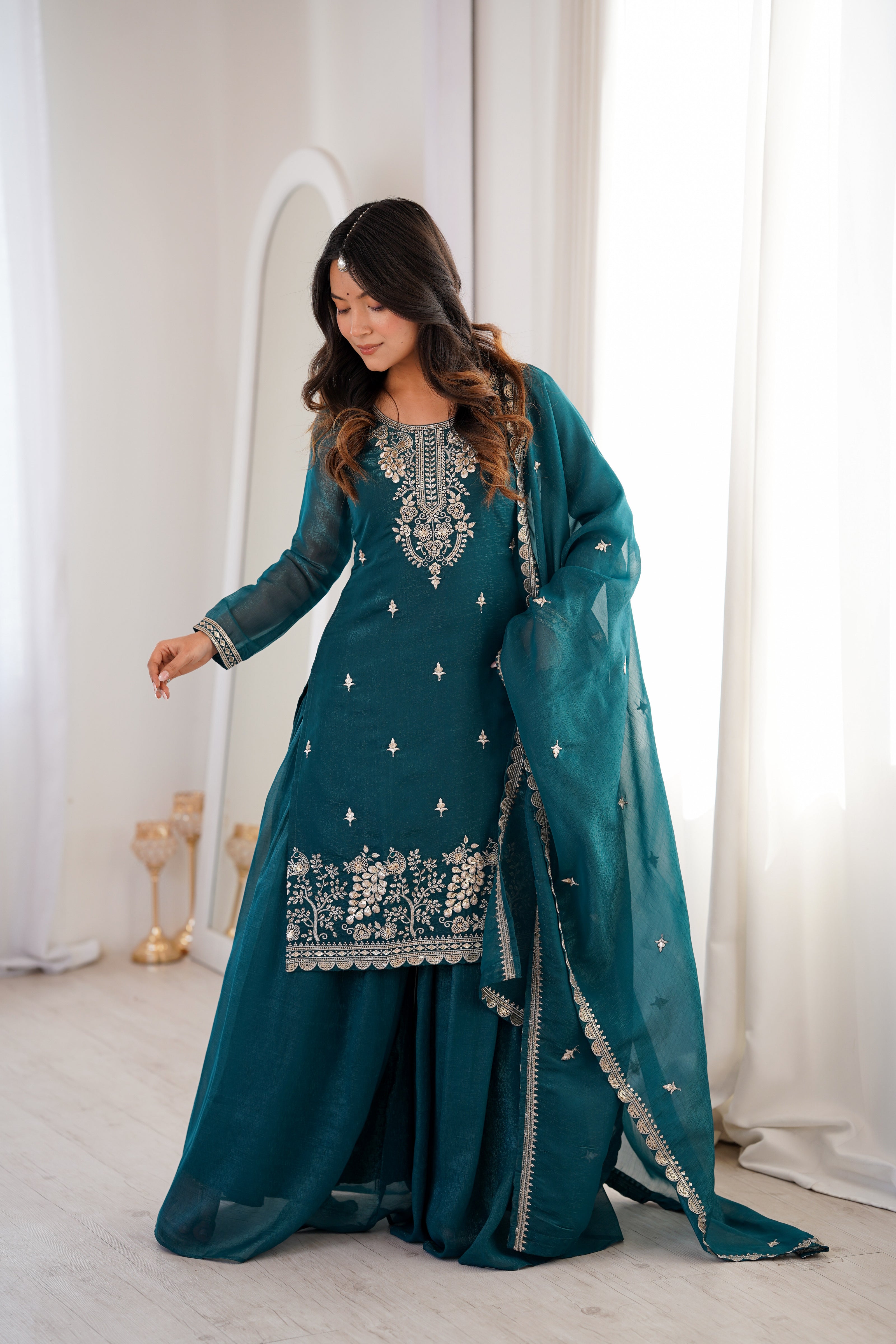 Women’s Festive Wear Embroidered Ethnic Suit Set for Wedding & Party.