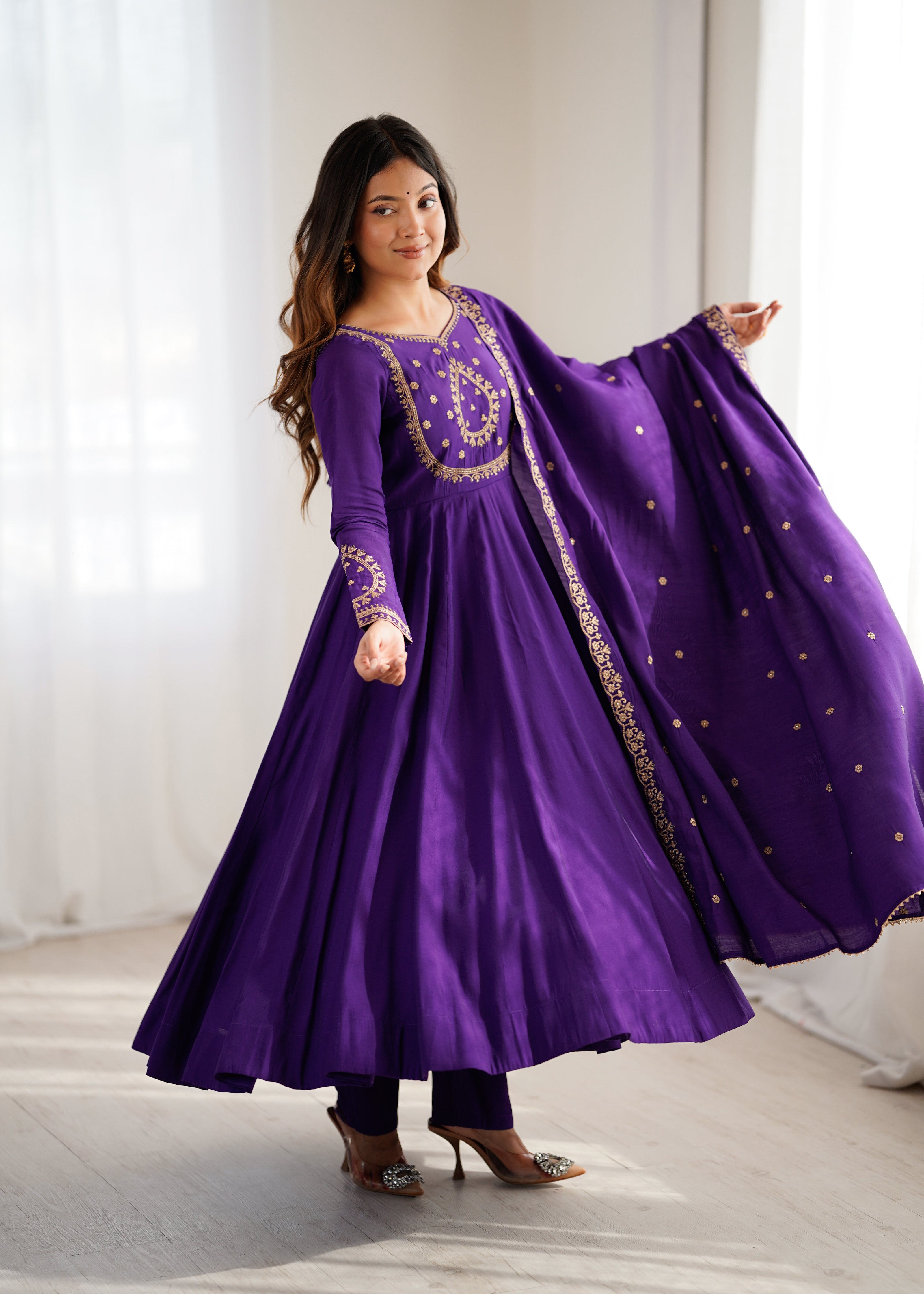 Premium Flared Ethnic Anarkali Suit Set for Festive Collection.