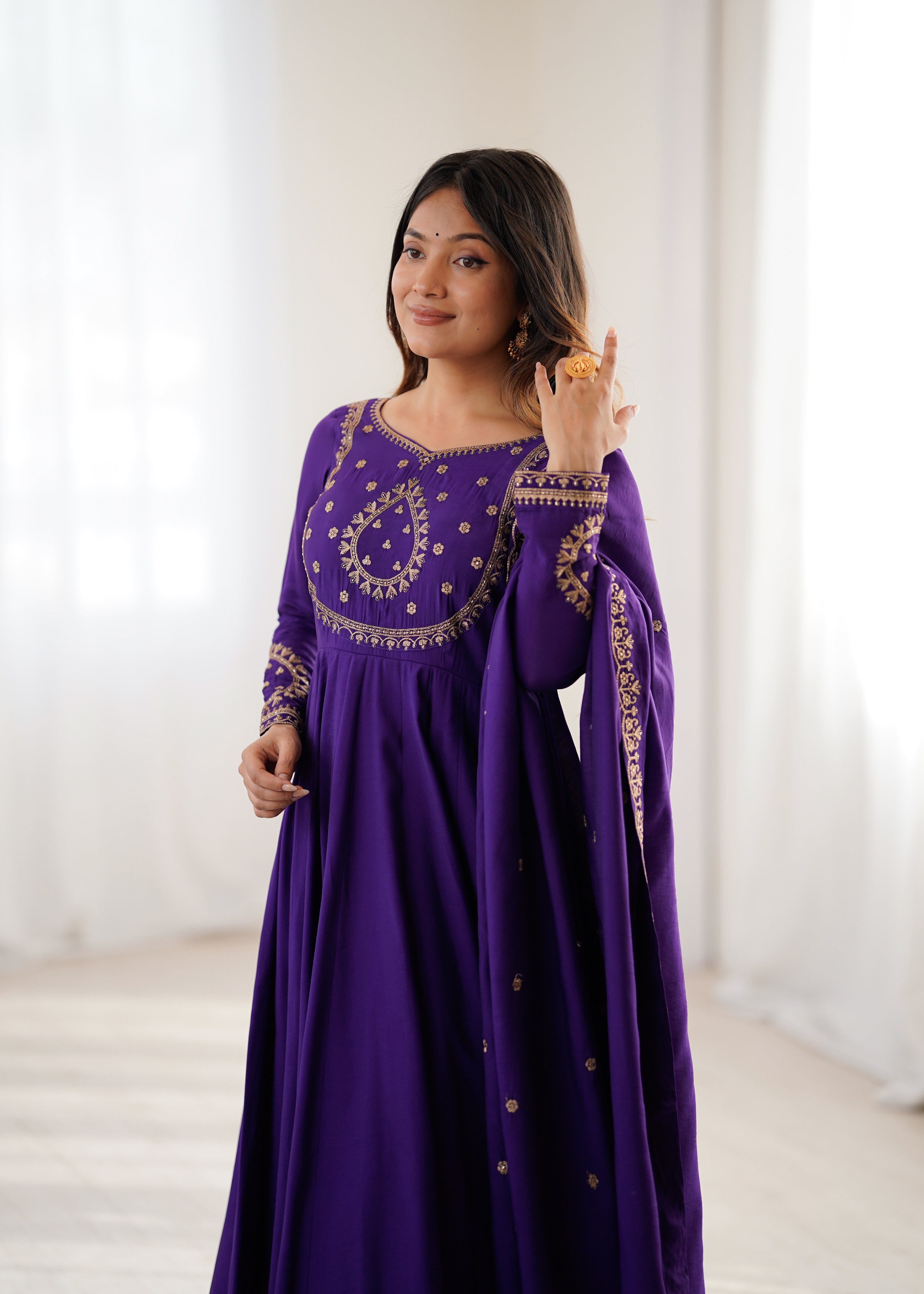 Premium Flared Ethnic Anarkali Suit Set for Festive Collection.