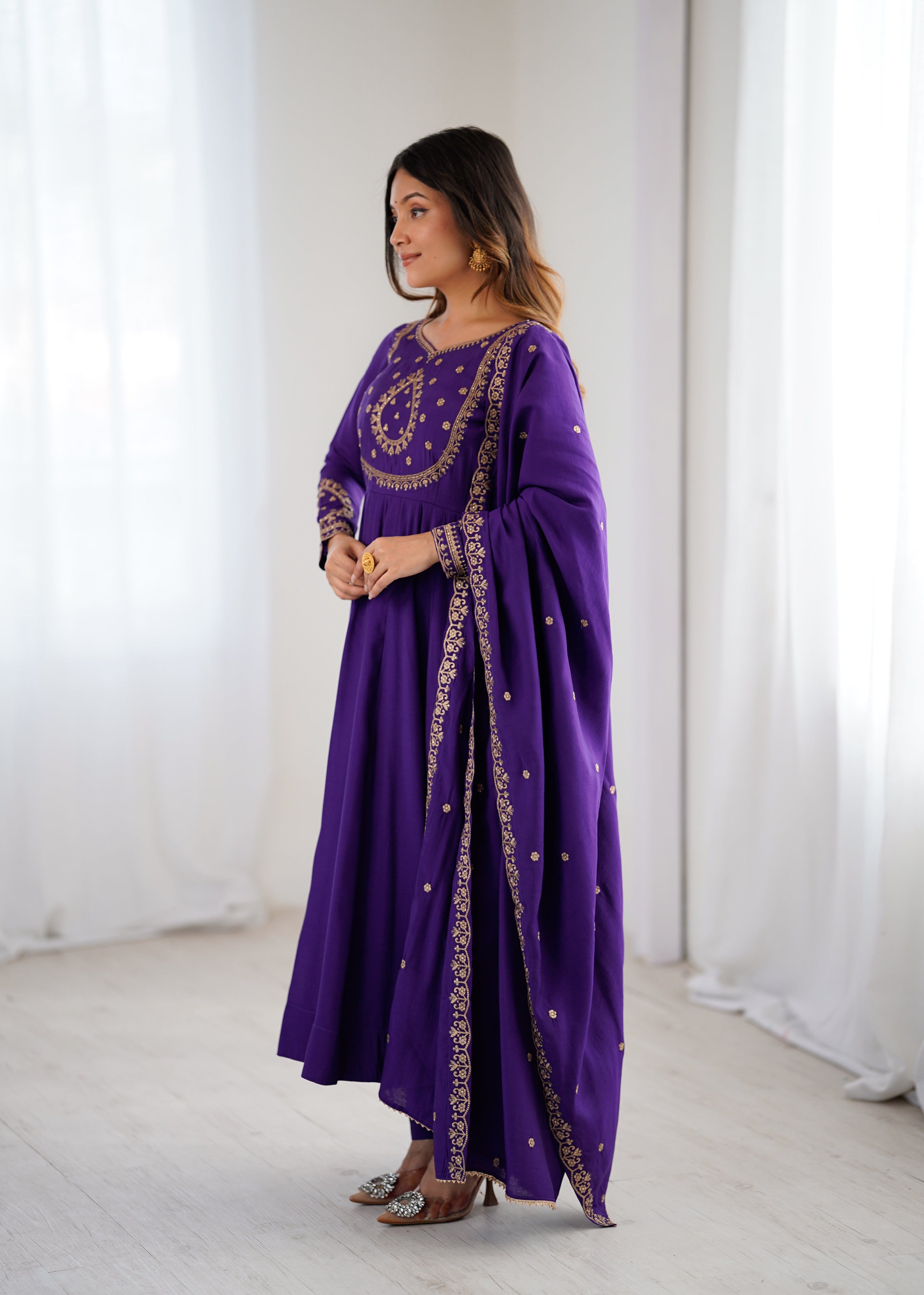 Premium Flared Ethnic Anarkali Suit Set for Festive Collection.
