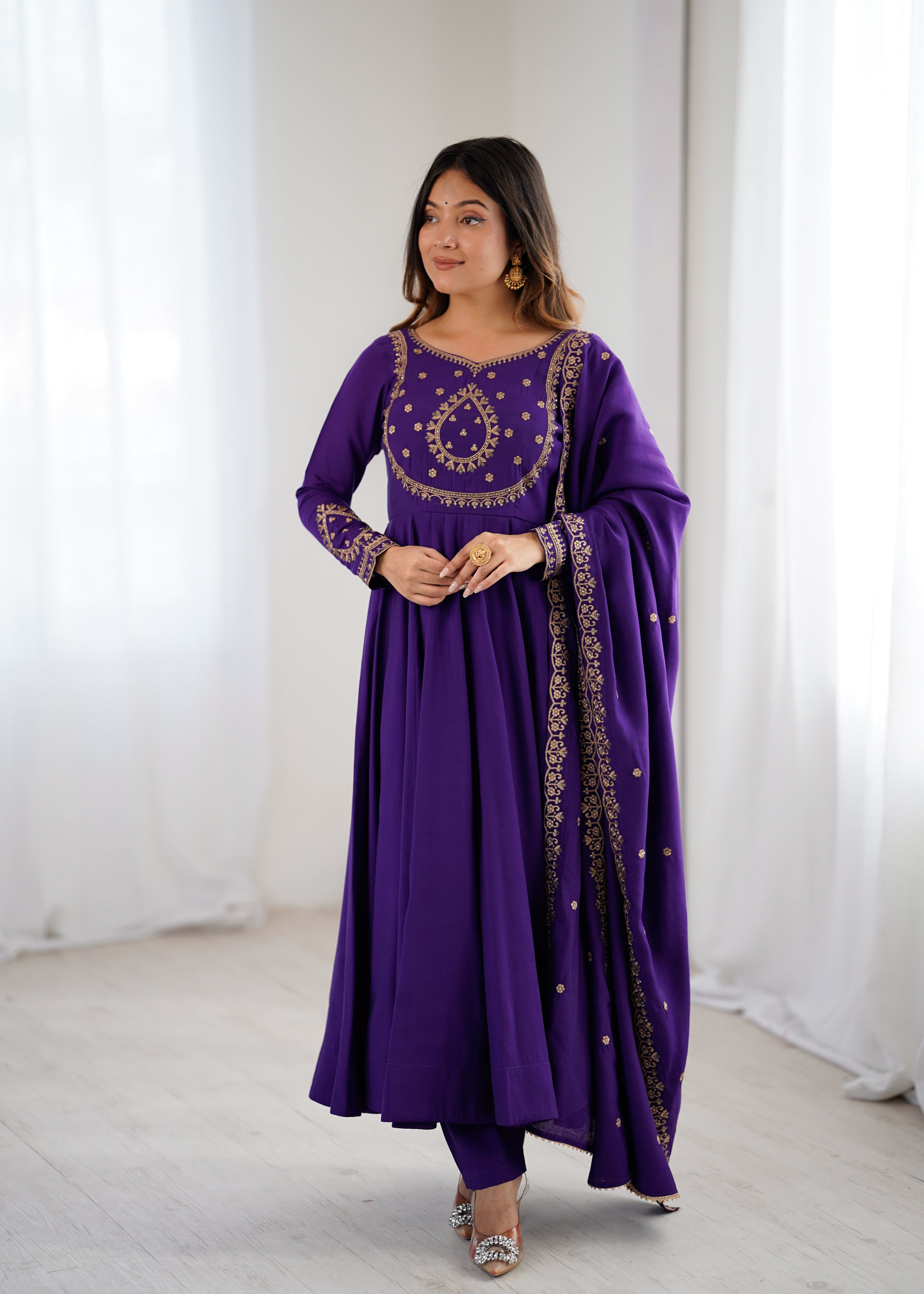 Premium Flared Ethnic Anarkali Suit Set for Festive Collection.